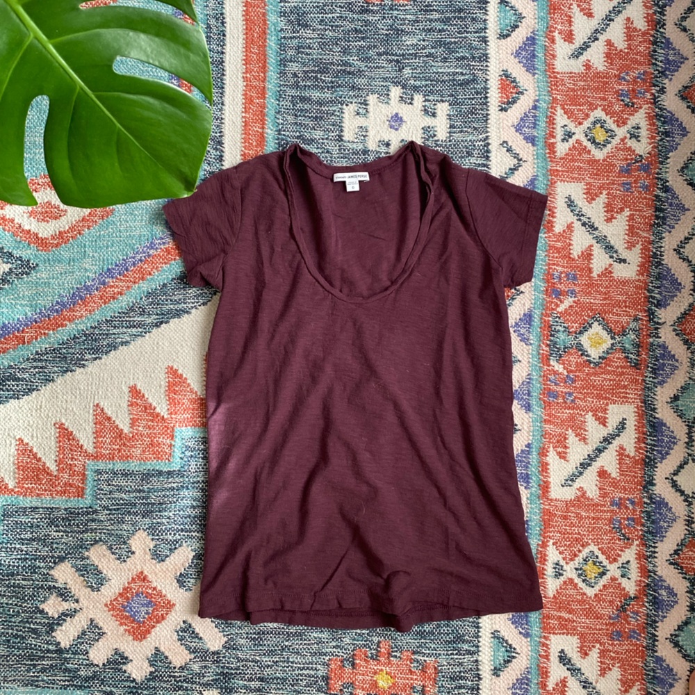 James Perse scoop neck slub knit tee, size 0/XS